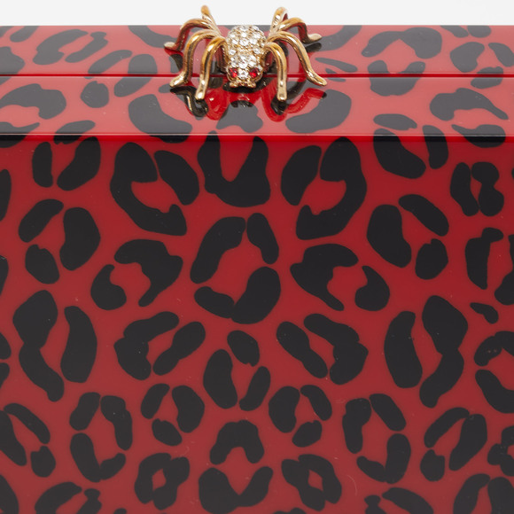 CHARLOTTE OLYMPIA Red/Black Leopard Print Perspex Pandora Classic Box Clutch - Picture 5 of 8